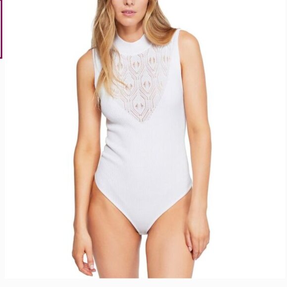 Free People On Point Mock Neck Bodysuit Size Large - Picture 1 of 7